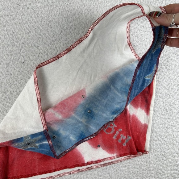 Vintage Outlaw Shirt Womens Medium Tie Dye One Shoulder Crop USA Y2K Grunge - Picture 4 of 13